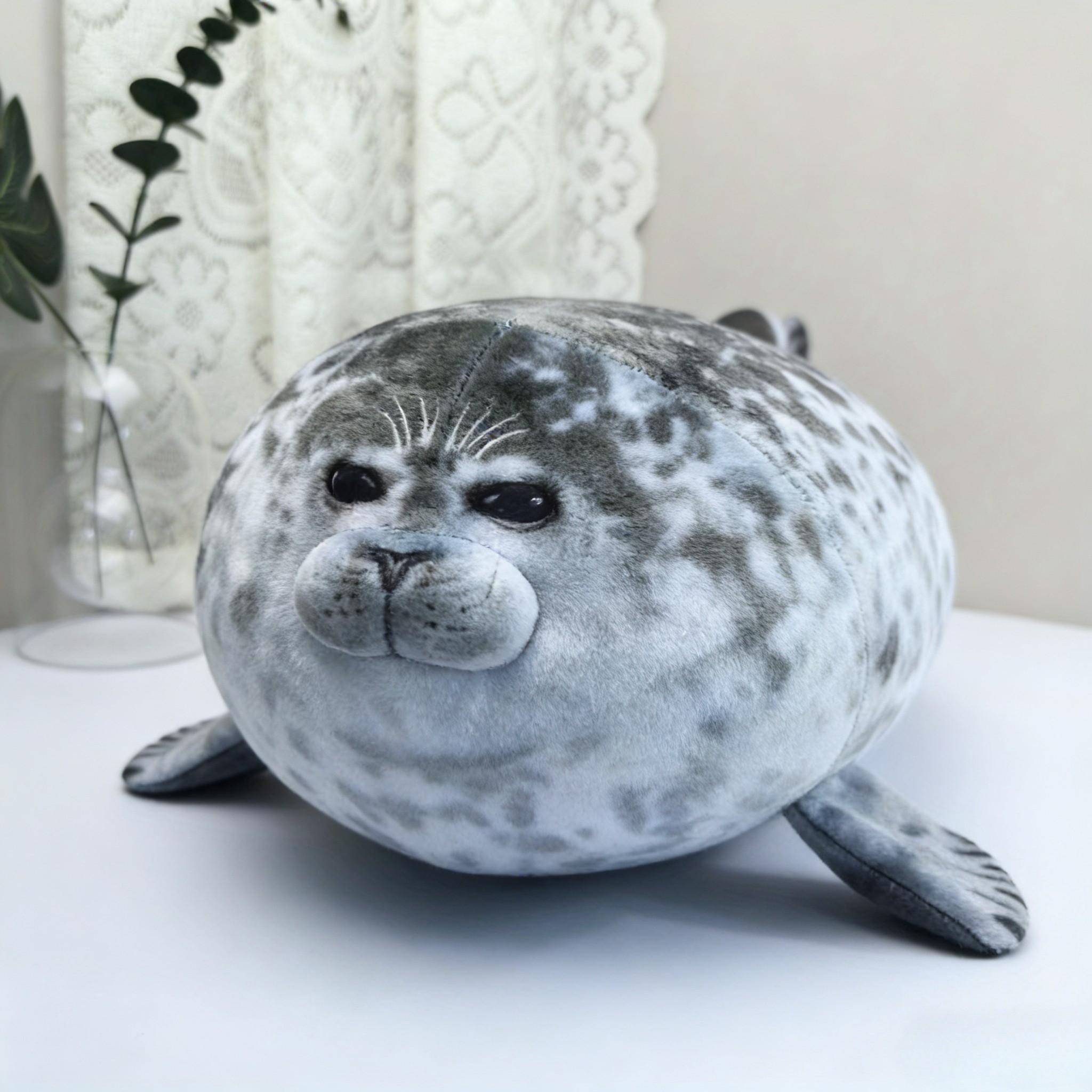 Soft Huggable Plush Seal Pillow, Realistic Sea Animal Stuffed Toy, Cute Cuddly Adorable Plush Pillow, Ideal Birthday Gift for Children and Adults Home Decoration