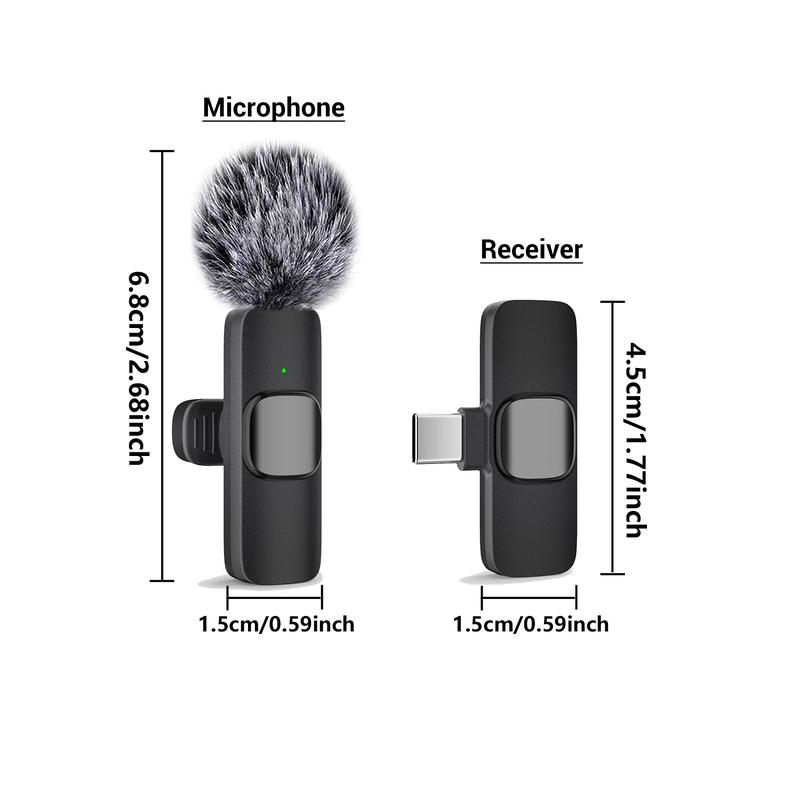 Wireless Mini Lavalier Microphone for iPhone, iPad & Android, Intelligent Noise-Cancelling Plug & Play Lapel Mic for Lightning, USB-Rechargeable Microphone for Short-Video Platforms, Video Recording, Vlogs & Live Streaming, USB Rechargeable Mic