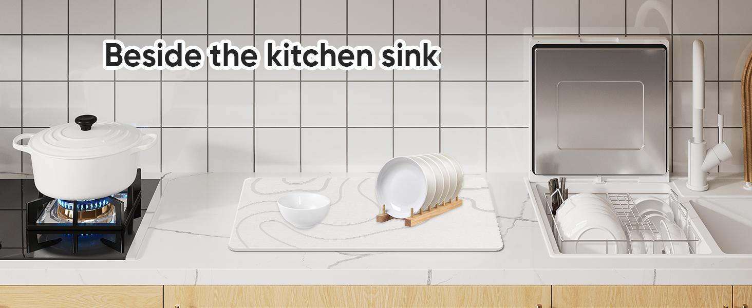 Bath Mat Diatomaceous Earth Shower Mat Non-Slip Super Absorbent Diatomite Stone Mats for Bathroom Floor Kitchen Counter Quick-Drying Easy to Clean