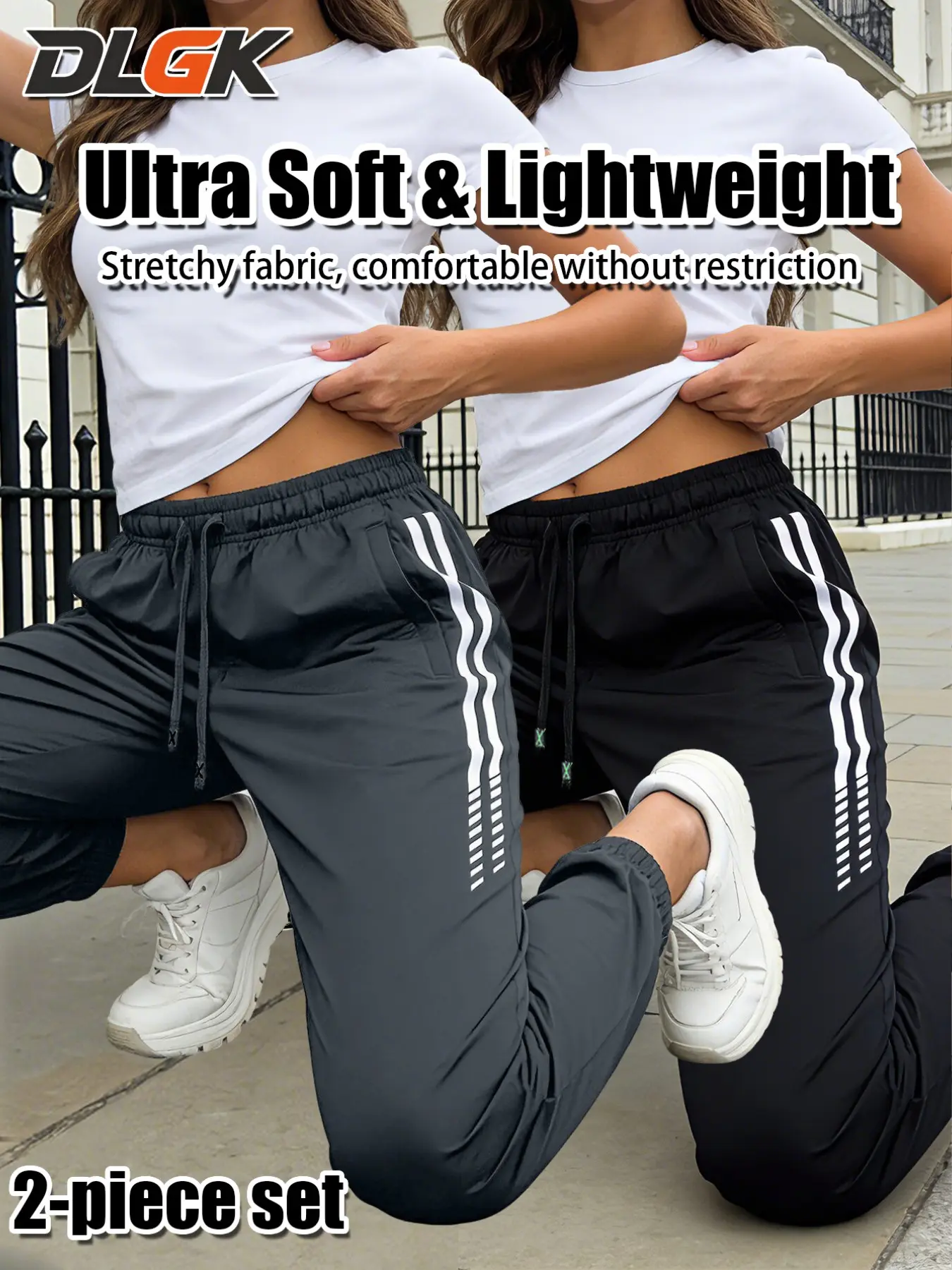 Summer Sporty Long Pants for Women, Drawstring Sport Pants, Slim-Fit Ankle-Length Athletic Trousers, Activewear Pants, Comfortable Elastic Waist, Multiple Colors Available, Comfy Fit Pants