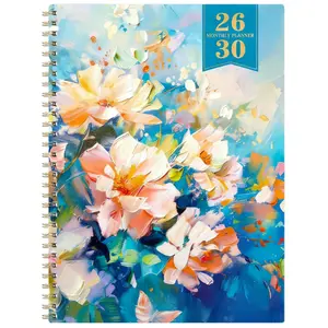 2026-2030 Monthly Planner/Calendar - January 2026 to December 2030, 5-year monthly planner, blue watercolor floral cover diary, yearly calendar planning, monthly tabs, 60-month calendar, 5.5" x 8.3", thick paper, elastic cover, durable double-wire spiral
