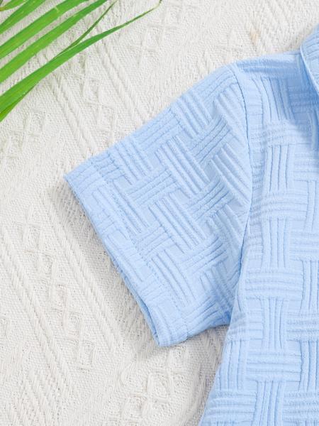 Baby's Waffle Knit Short Sleeve Button Closure Onesie, Casual Comfy for Infant, Infant Toddler Clothes, Newborn Baby Clothes for Summer