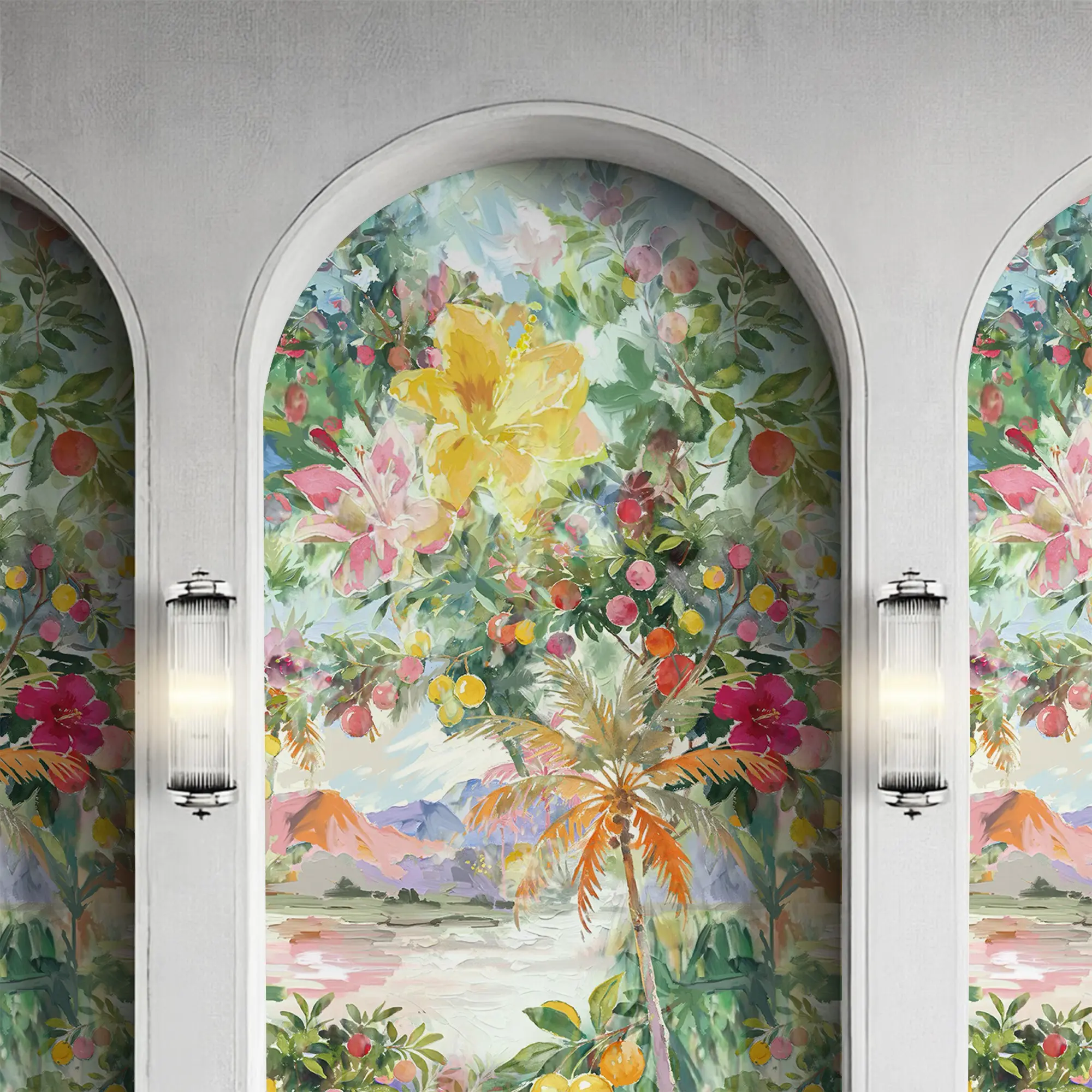 High-Quality Oil Painting Style Floral Self-Adhesive Wallpaper, 2D Print, Large and Colorful, Easy Install, Removable, 120x280cm