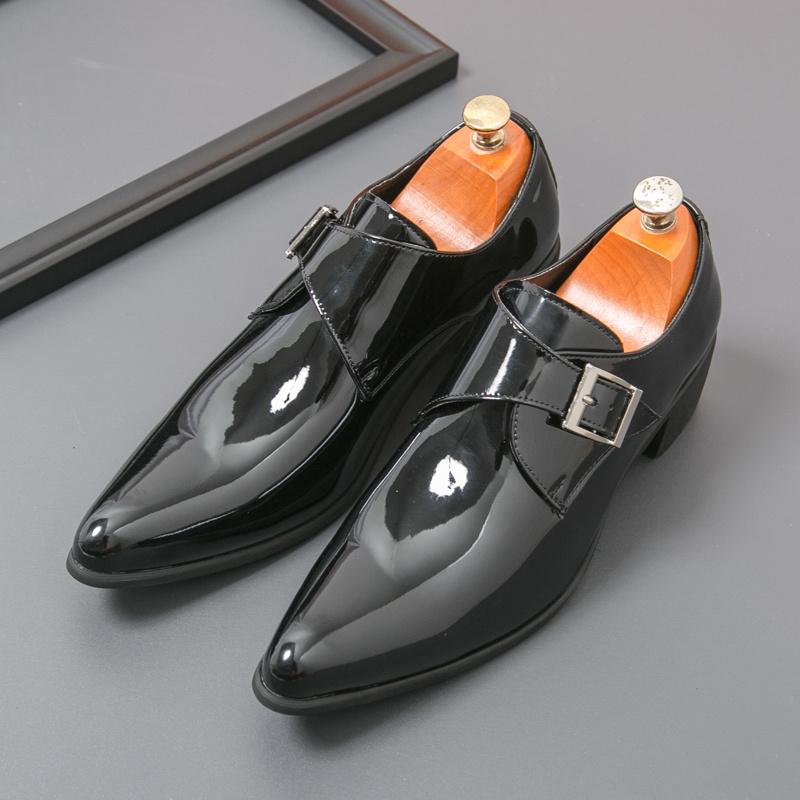 2025 Men's High Heels New British Style Pointed Retro Luxury Black Green, Suitable for 11 Festival Occasions