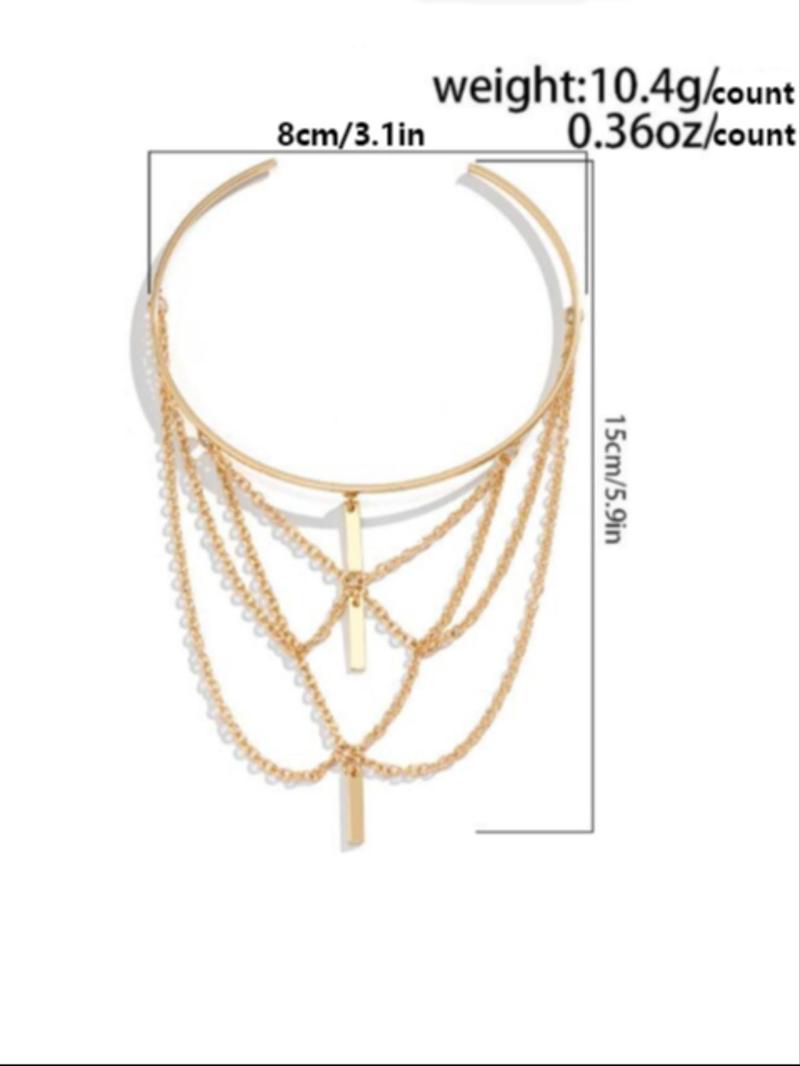 Women's Chain Decor Metal Arm Cuff, Fashion Accessories For Party, Open Armband Summer Beach Party Arm Jewelry For Women And Girls