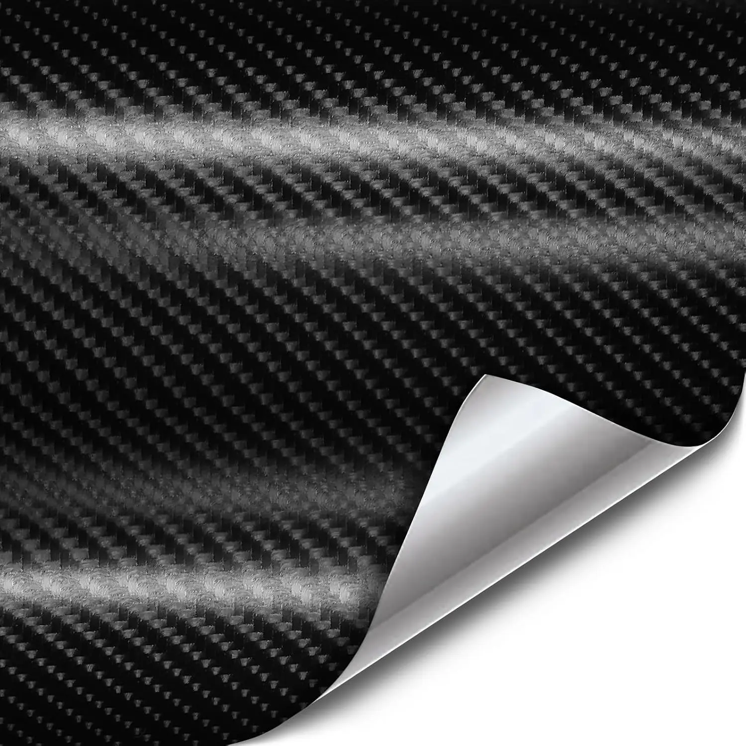 (R) Black True R Carbon Fiber Vinyl Wrap Roll with Air Release Technology (6 Foot by 5 Foot (, Roof or Trunk Wrap Kit))