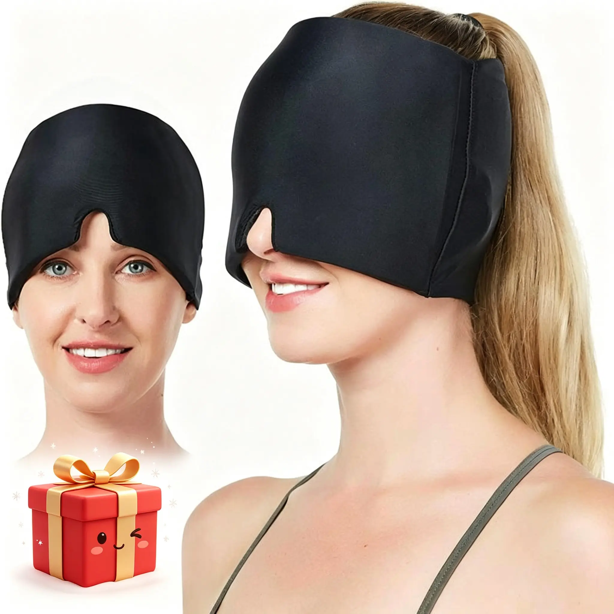 Light Blocking Sleep Mask, Heat Cold Therapy Gel Cap, 360° Compression Headband, Reusable, Relief Stress, Comfortable Design, Eye Masks For Sleep