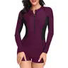 Daci Women Long Sleeve Rash Guard One Piece Boyleg Swimsuit Zipper Surfing Bathing Suit UPF 50+