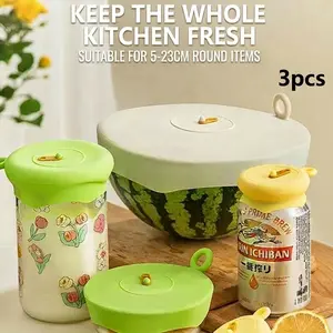 Silicone Food Storage Set, Universal High-Temperature Round Lid, Reusable Seal Cover for Refrigerator Leftovers, Durable Kitchen Accessory