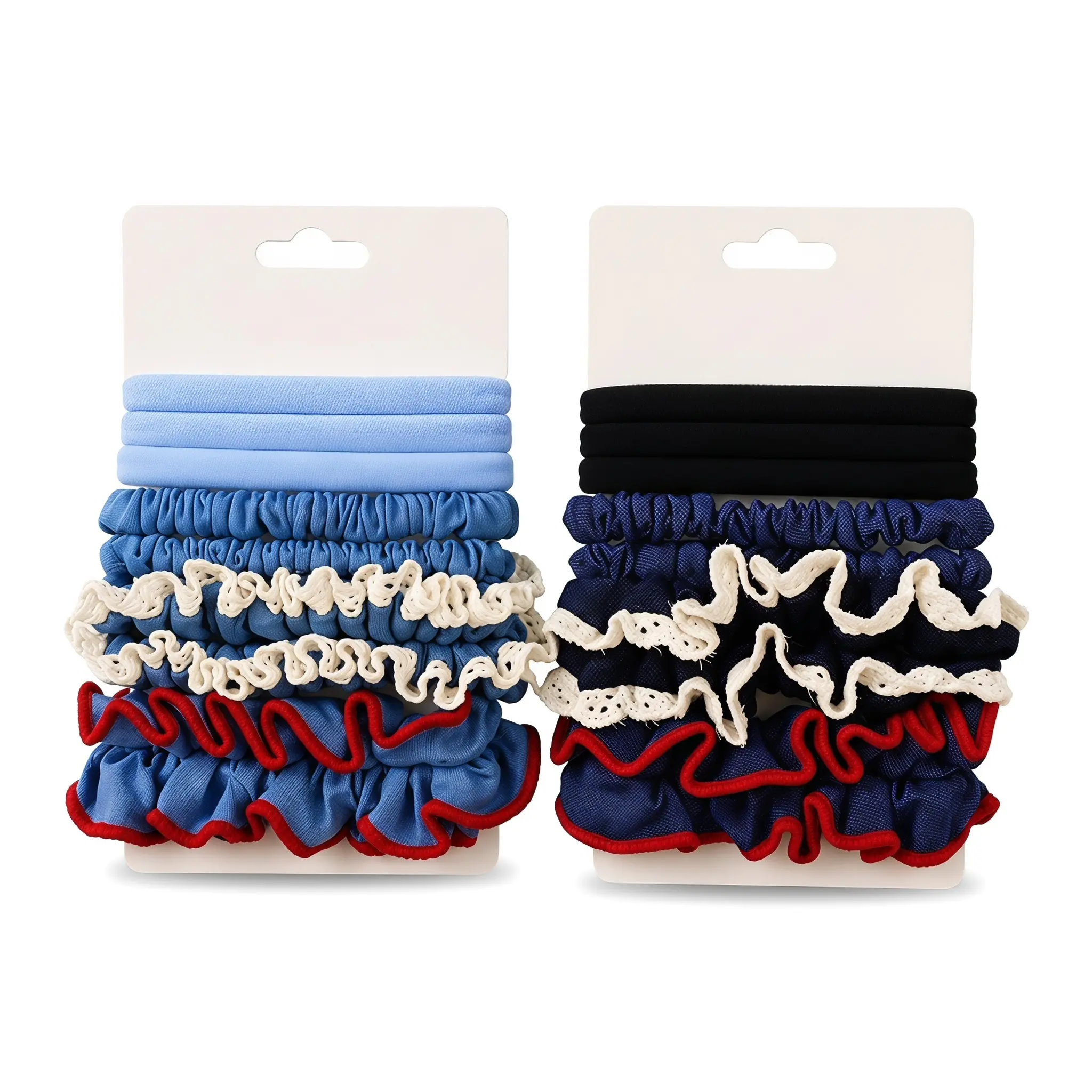 Soft Cozy Scrunchie Set For Women High Elasticity Hair Friendly Polyester Fabric Hair Ties Handmade Lace Hair Bands For Daily Use Casual Styling Minimalist Hair Accessories 9 Piece Set