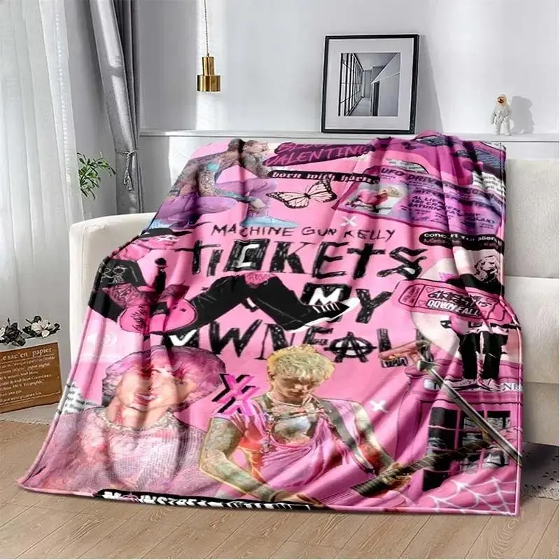 Machine Gun Kelly Music Flannel Blanket Rapper Soft Warm Throw Blanket for Bedroom Sofa Travel Gift