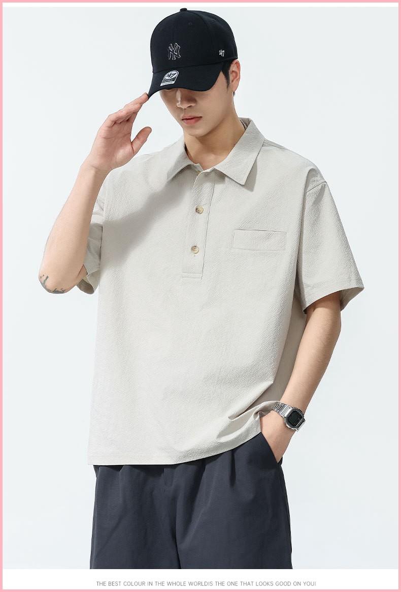 Summer Cool Polo Shirt Men's Short-sleeved Loose American Retro Half-sleeve Quick-drying Anti-wrinkle T-shirt For Men Summer Cool Polo Shirt Men's Short-sleeved Loose American Retro Half-sleeve Quick-drying Anti-wrinkle T-shirt For Men