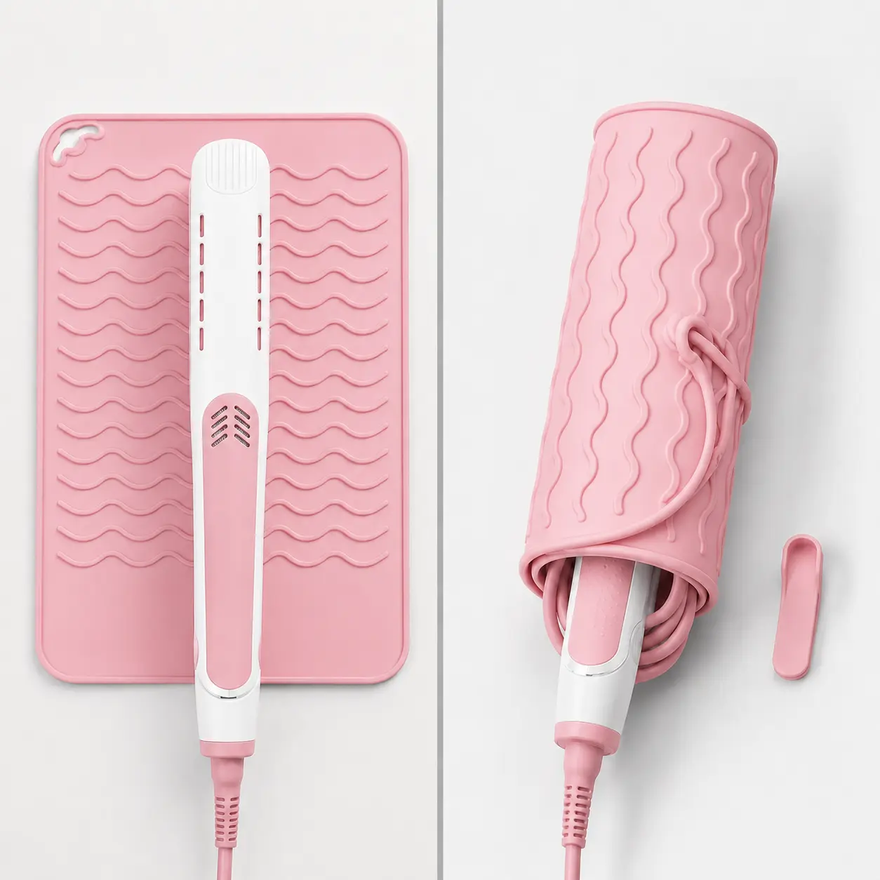 Silicone Heat Resistant Mat for Curling Iron, Portable Hair Straightener Pad, Non-Slip Styling Tool Holder for Home & Travel,anti