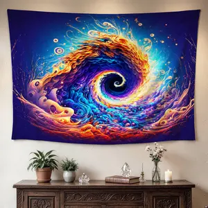 Colorful Abstract Swirl Nebula Wall tapestry, Large size Printed Horizontal Tapestry blanket, Polyester Fabric Wall Hanging for living room, bedroom, No Installation Required, Indoor, Outdoor, Gift for Family and Friends