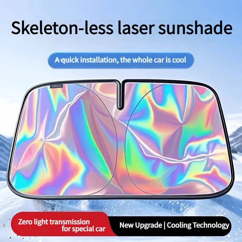 Frameless Laser Car Windshield Sunshade – UV Protection, Heat Insulation, Foldable, Quick Installation, Car Sun Protection Cover, Windshield Shade Protector