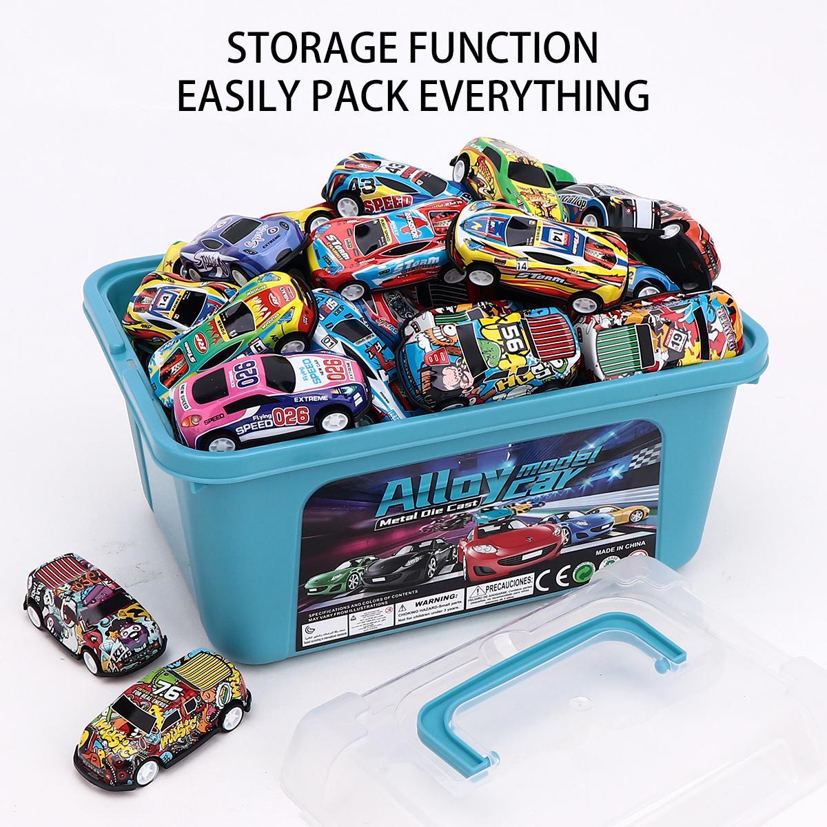Random Color Pull-Back Car Toy with Storage Box, 24pcs/box Mini Race Cars, Birthday Gifts for Boys & Girls, Diecast Metal Car, Men Gifts #GLOBAL PICKS