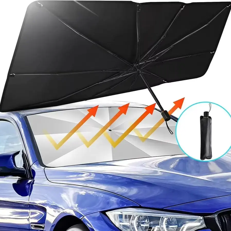 Automatic Car Umbrella for Front Windshield, Foldable Reflector Sun Shade, Protects From UV Rays, Easy to Use, Durable Design