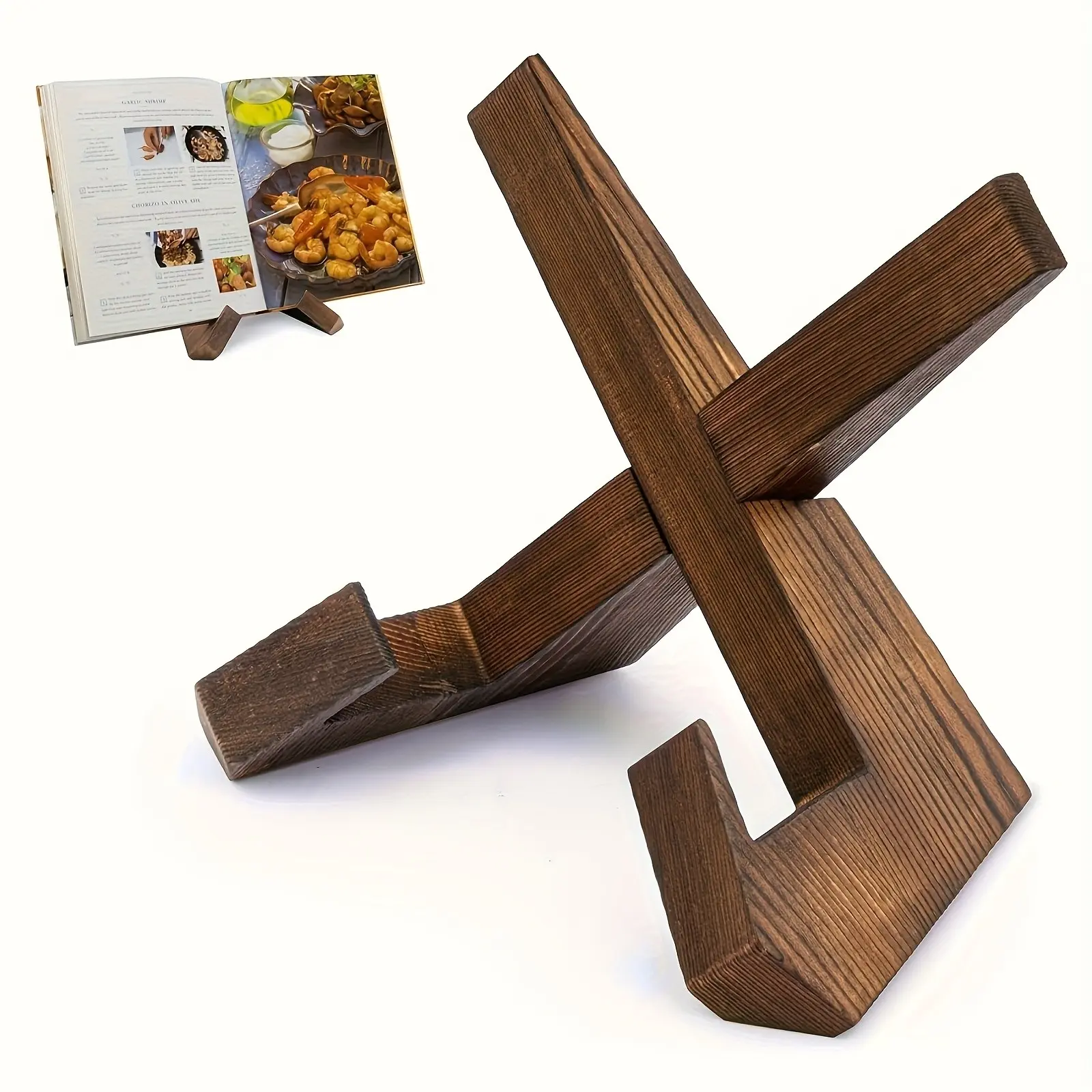 Rustic Style Recipe Holder Handmade Wooden Recipe Holder |     Kitchen Countertop Display Rack for Home Recipes, Menu Display Rack, Study Desktop Bookshelf, Composite Wood Material, Modern Kitchen Decoration