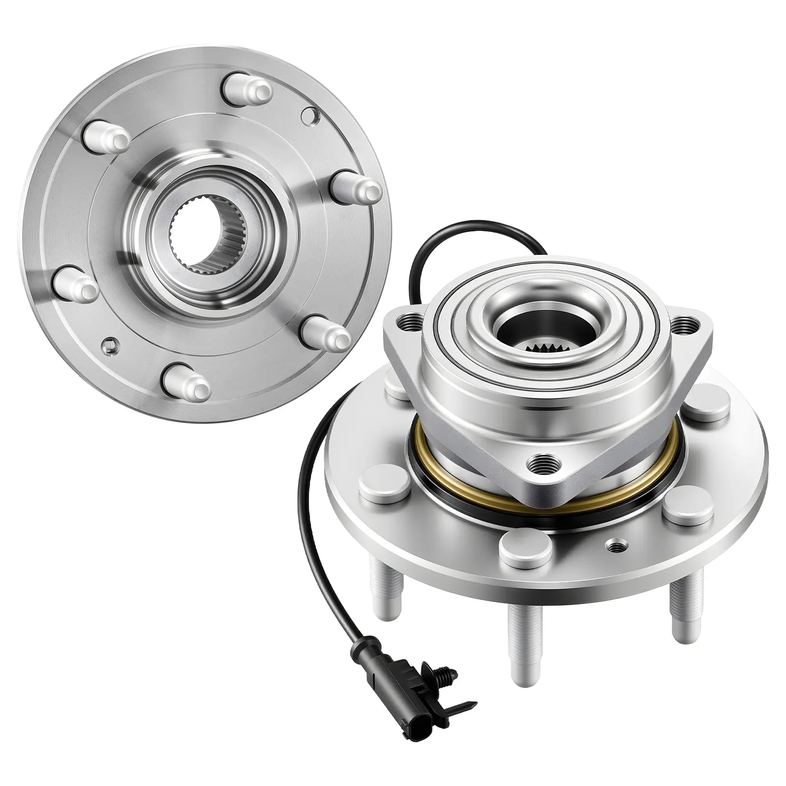 2-Piece Front Wheel Bearing & Hub Assembly Fit for Chevy Avalanche GMC Sierra 1500 Cadillac Escalade EXT 2007-2014 Tahoe OEM, ABS Sensor Equipped, Vehicle Fitment