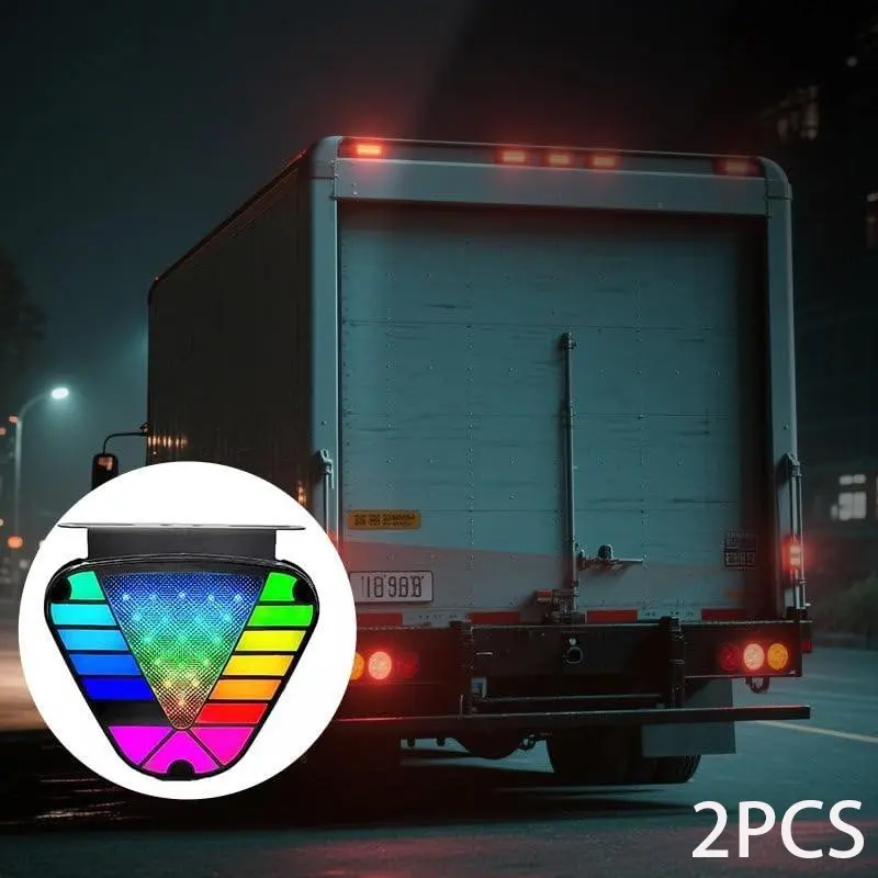 Dynamic Multi-Color RGB LED Triangle Rear Strobe Warning Light LED Tail Brake Signal Lamp for All Heavy Duty Trucks, Trailers, Cargo Vans