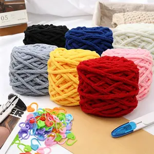 1Pc Ice Bar Thick Yarn Set, Includes 30 Stitch Markers and 1 Scissor, DIY Knitting Kit for Making Scarves, Slippers and Hats