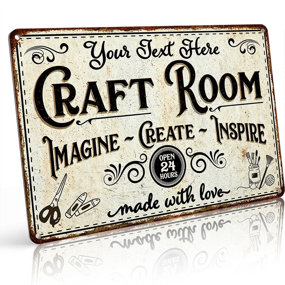 Personalized Custom Craft Room Create Inspire Imagine Metal Sign Indoor Home Patio 12x8" Vintage Distressed Waterproof Aluminum Wall Decor Craft Lovers Viral Home Decor Must Have Holiday Gift