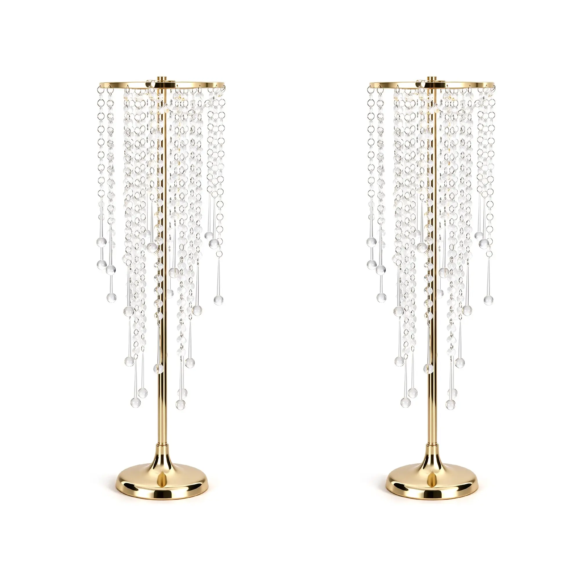 2-Piece Crystal Flower Stand Set, Transparent High-Heeled Floral Base, Luxury Table Centerpiece for Weddings and Events