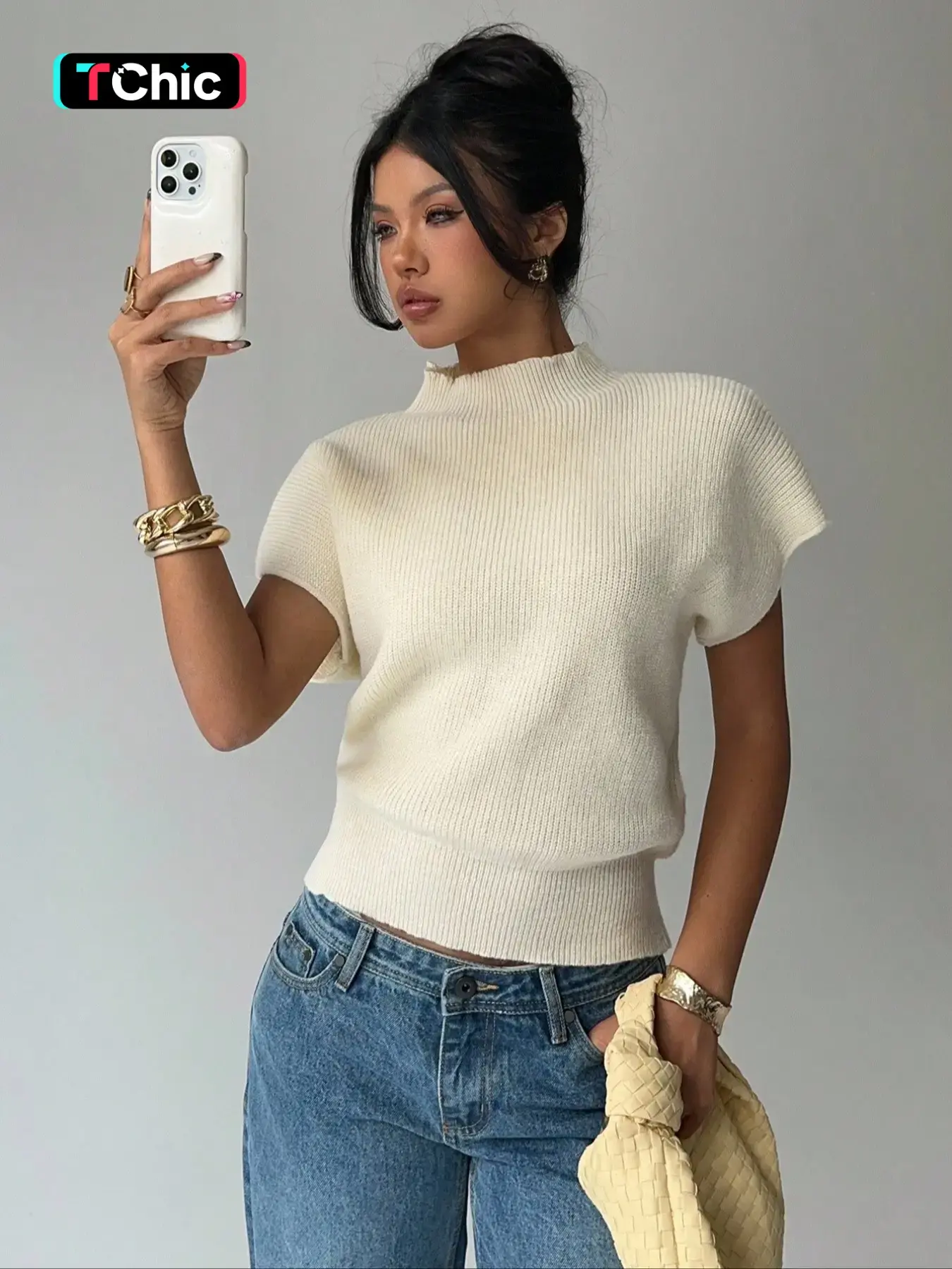 Women's Sweater Top Business Casual Fitted, Cute Minimalist Summer Knitwear, Casual Knit Tops, Perfect for Spring & Summer, Ladies' Pullover Fashion, Womenswear