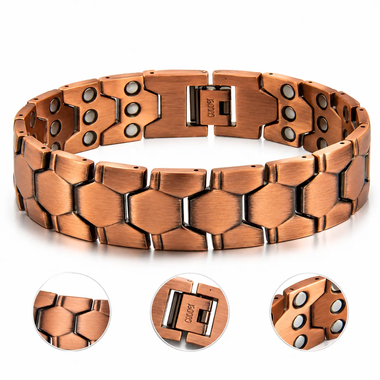 Men's Copper Bracelet, 3X Ultra-Strength Magnetic Bracelet, 99.99% Pure Copper with 3500 Gauss Neodymium Magnets, Adjustable Hypoallergenic Bracelet, Valentine's Day 2026 Gift