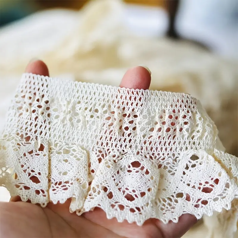 1-5 Yards 6.5 cm wide High quality crochet fabric stretch lace DIY clothing cuff collar skirt trim hand-made dress sewing materials