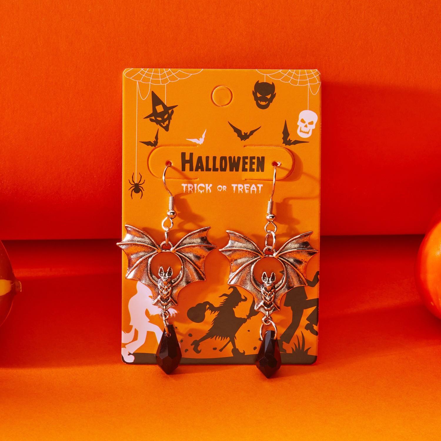 Halloween Bat Blood Drop Earrings – Exaggerated Gothic Bat Earrings, Retro Style for Halloween