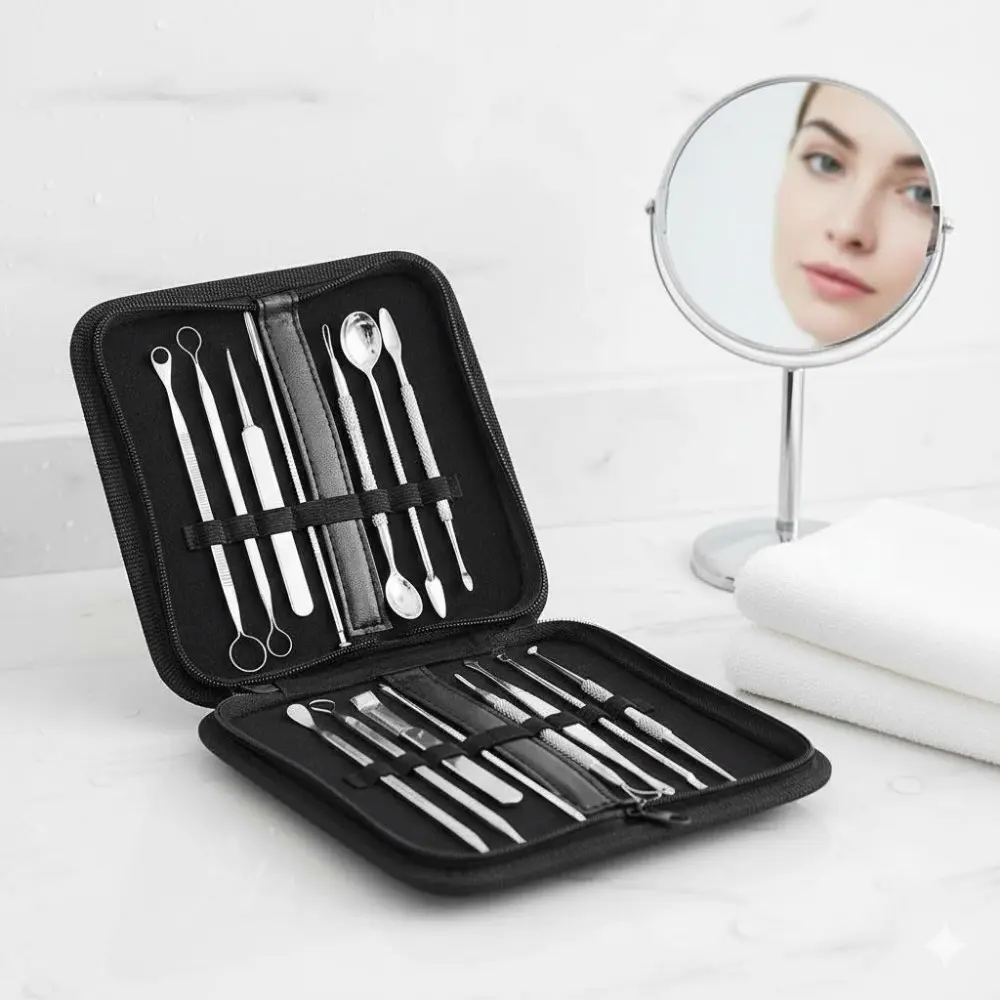 Precision Pimple Tool for Gentle Extraction Without Skin Damage. Non-Slip Grip Ensures Control to Prevent Redness & Scarring. Daily Acne Care Improves Skin, Reduces Irritation, and Maintains Smoothness.