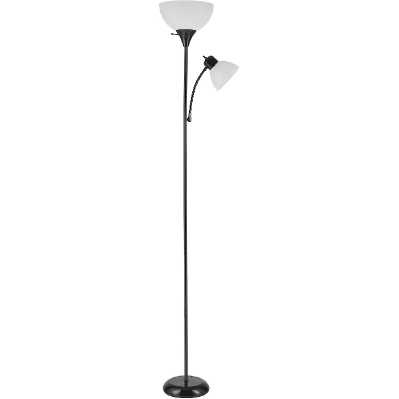 67135 72" Floor Lamp with Adjustable Reading Light, Bright, Easy-to-Assemble Torchiere for Bedroom, Living Room & Office - Space-Saving Slim Design