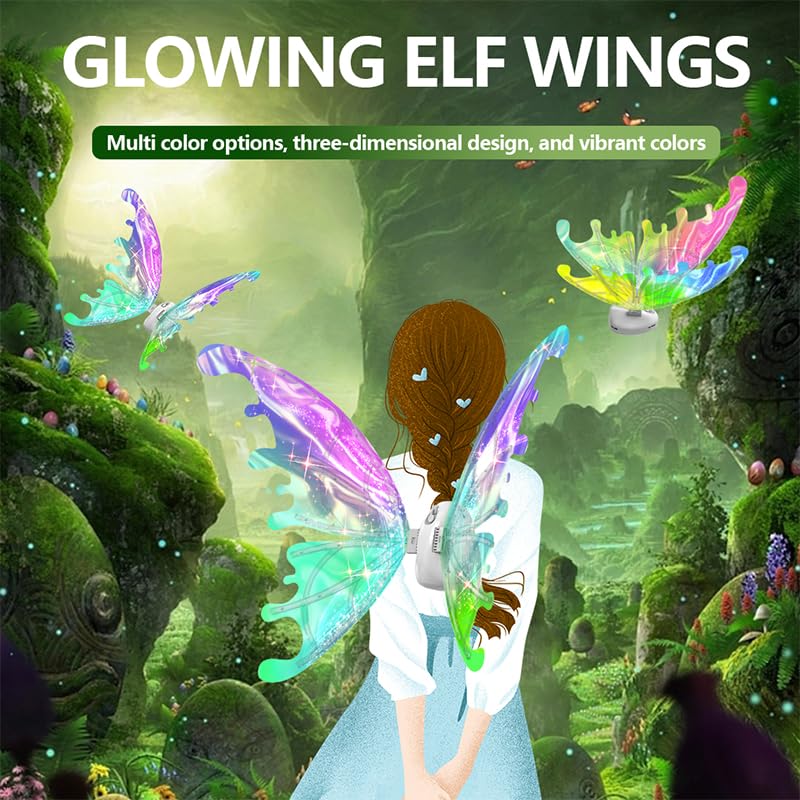 LED Light Up Butterfly Wings, 1 Count Battery Powered Colorful Glowing Butterfly Wings, Novelty Lighting for Party, Festival & Holiday, Butterfly Props, Party Supplies (Batteries Not Included)