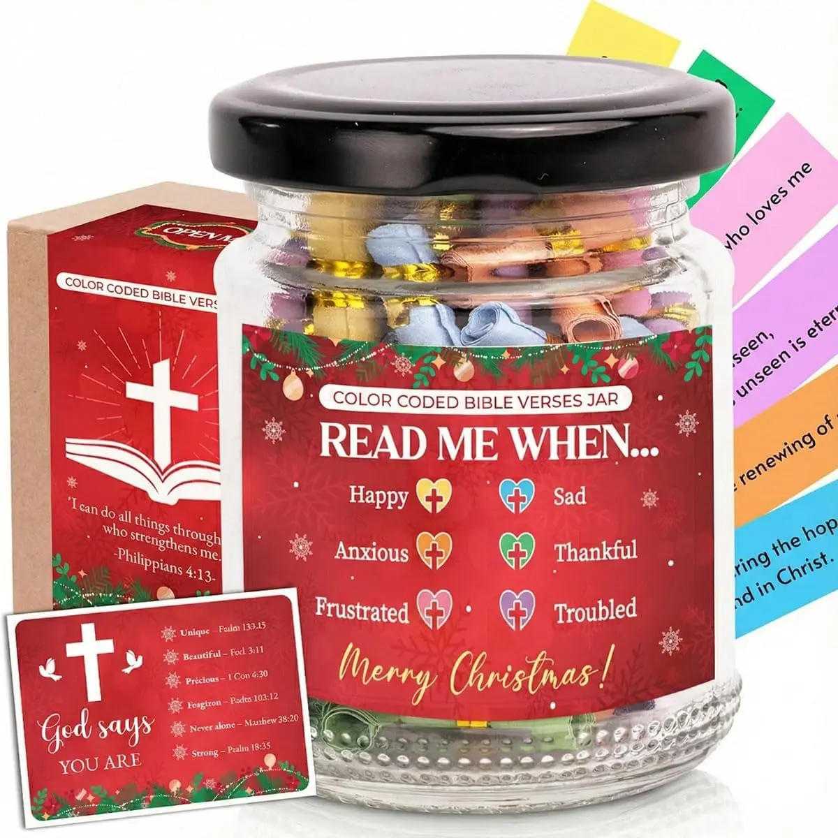 Read Me When  Verse Jar,  Accessories, Prayer Jar, Graduation for Her, Christian  For Women, Teacher Gifts, Fathers Day  For Dad ( Jar For Christmas)