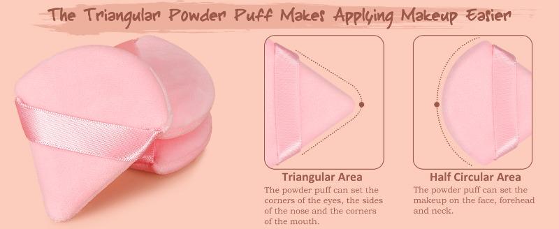Colovis 48 PCS Powder Puff Set Soft Velour Triangle Makeup Sponge for Foundation & Loose Powder Pink & Black Ideal for Travel Daily Use Easy to Clean Beauty Tools