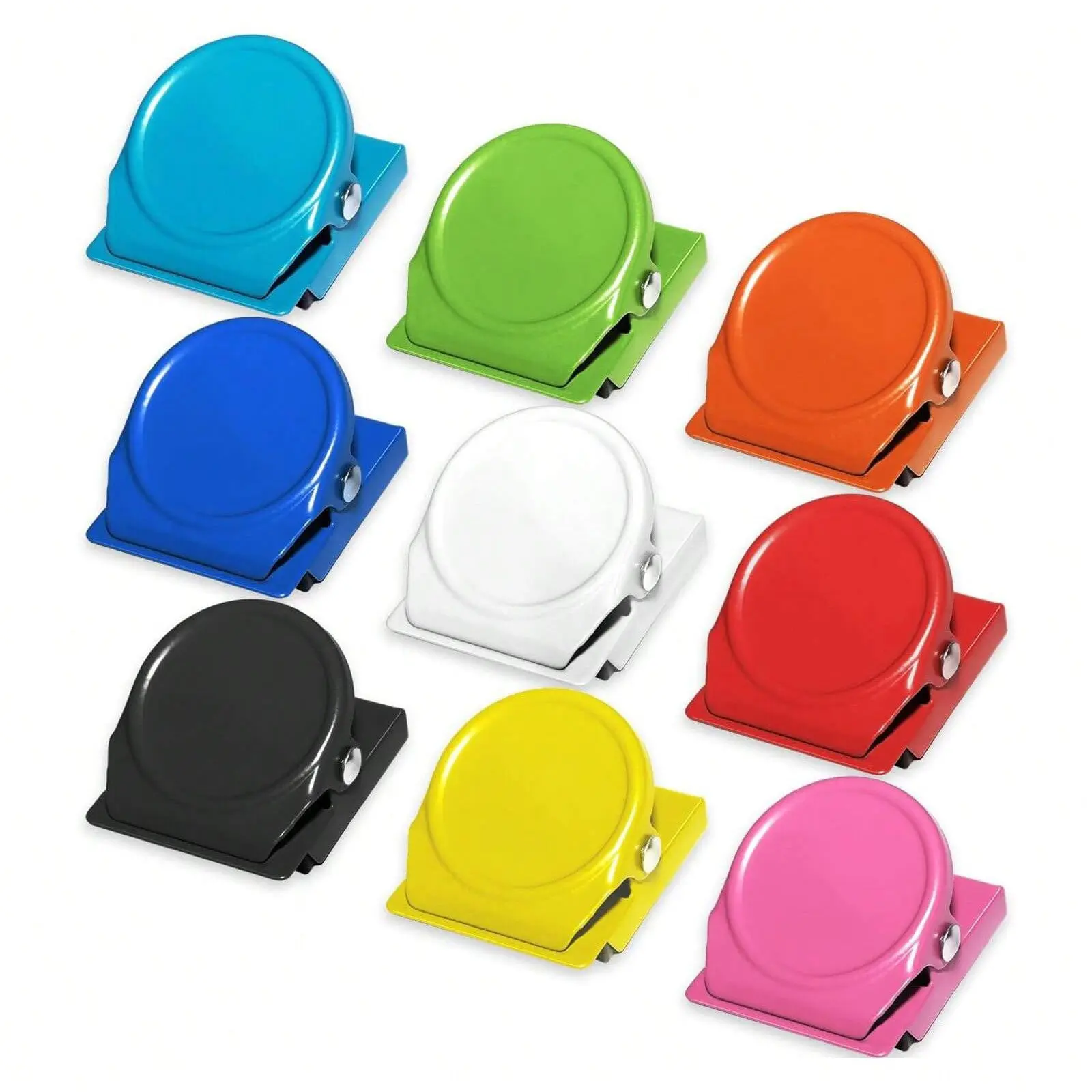 Strong Magnetic Clips Set of 6/9, Metal Holders for Notes, Lists, Photos, Home, School, Office, 9 Colors Available