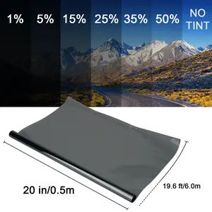 0.5*6M Window Privacy Film, 1% 5% 15% 20% 25% 35% 50%VLT,Premium PET Window Tint Film, 99% UV Protection& Heat Block Blackout Removable Glass Cover for Bedroom Bathroom Kitchen Heat-Control