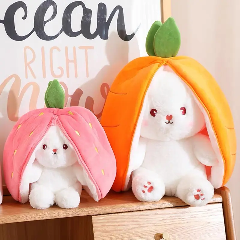 Strawberry Bunny Plush Toy Soft Kawaii Perfect for Cuddling Gifting or Decorating Your Bed Shelf Ultra Soft Fabric - Stuffed Animal Cute Strawberry Bunny Plush Toy Soft Kawaii Stuffed Animal Gift for Kids Girls Hug Pillow Bed comfort  gifts squish  mail A