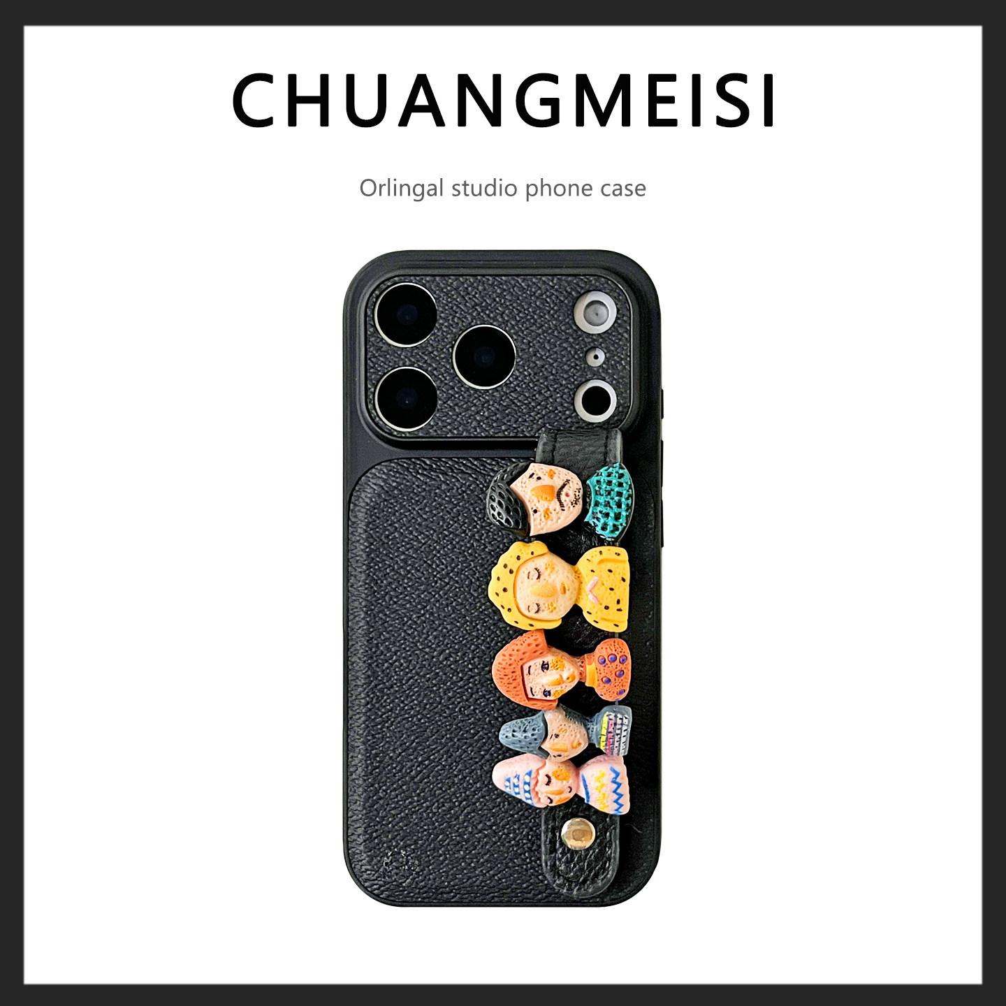 Large Window Premium Lychee Texture Case for iPhone 17 Pro Max 16 15 14 Pro 13, Shockproof Protective Cover