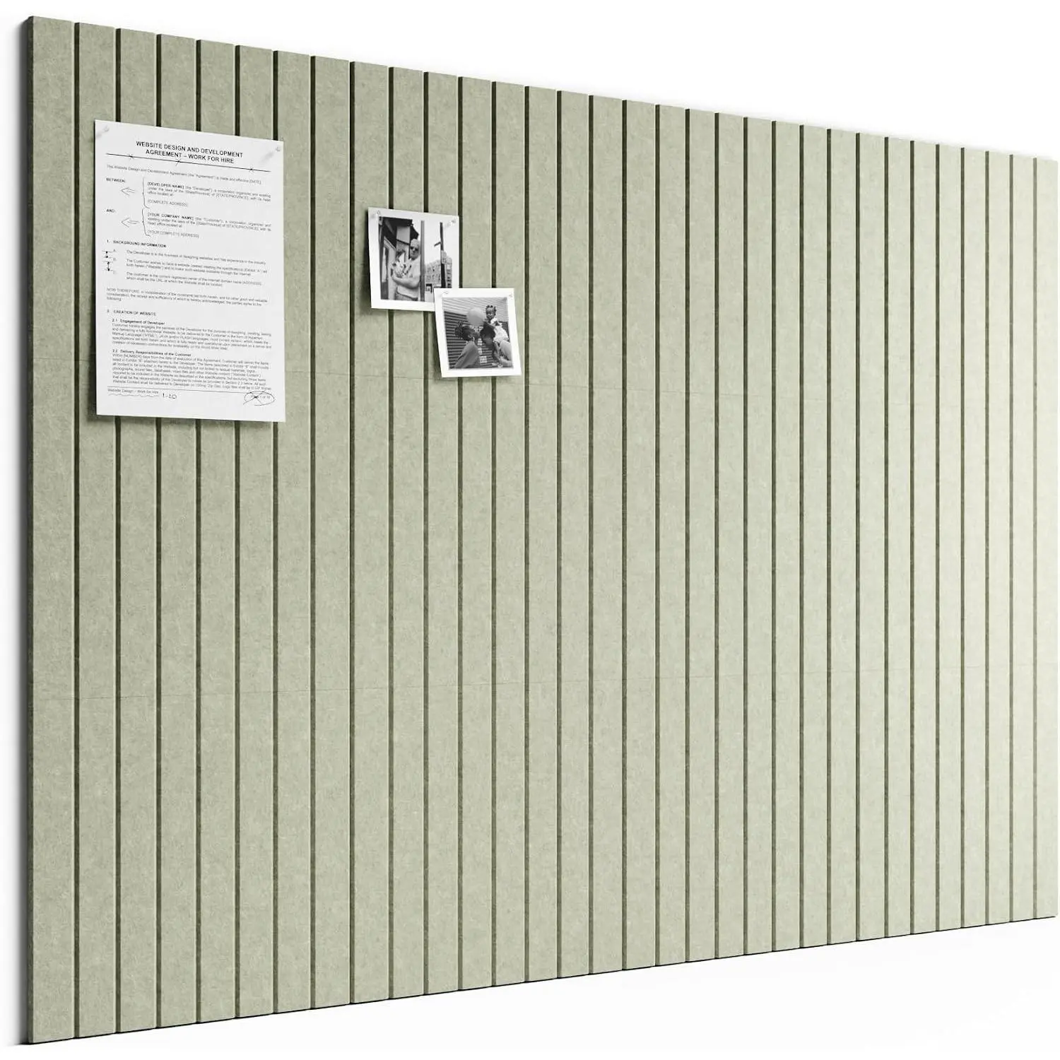 Large Cork Board Alternative-48 x 36" Felt Bulletin Board Tiles, with 30 Pushpins, 70 Adhesive Tabs, Fine-Stripe 12-Pack, Cork Boards for Office Push Pin Board Felt Board-Sage