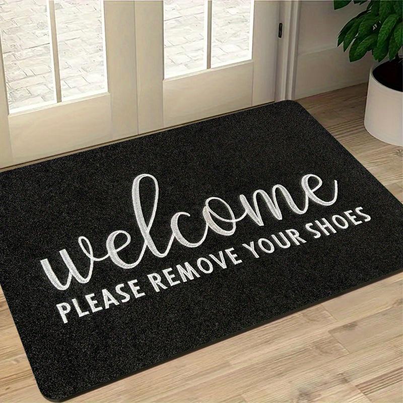 Welcome Please Remove Your Shoes Doormat Versatile Non-Slip Flannel Mat for Entryways Game Rooms Laundry Living Areas Machine Washable Lightweight Durable Ideal for Holidays Home Decor Entryway Mat Decorative Doormat Soft Texture Mat