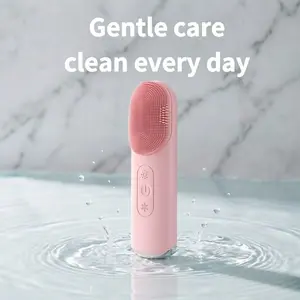 Heating Vibration Facial Cleanser Brush, Multi-Speed Electric Silicone Scrubber, Gentle Exfoliation, Deep Cleanse, Unisex Massage Tool