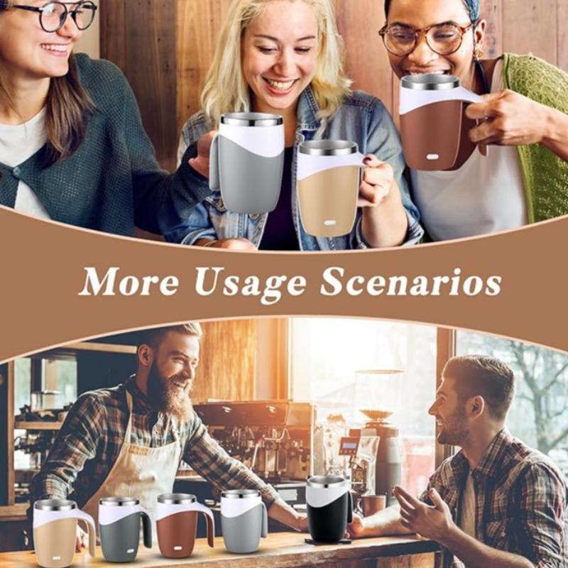 Electric Coffee Stirring Cup, 1 Count Automatic Mixing Cup, Stainless Steel Magnetic Rotating Mug, USB Home Stirring Milk Cup