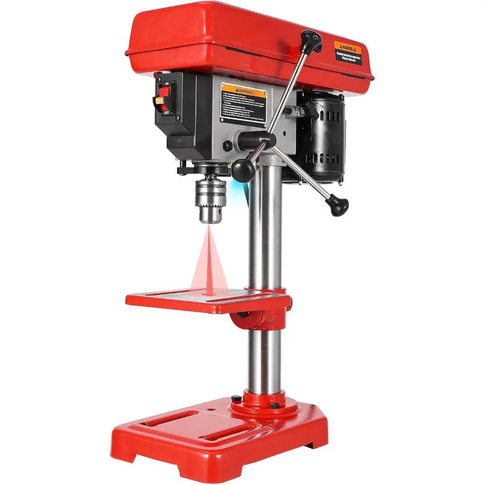 8" Benchtop Drill Press - 5-Speed Mini Electric Drill with Laser Guide, LED Light, 0-45° Beveling, Built to Last for DIY Projects, Crafting, Woodworking & Metal Crafts