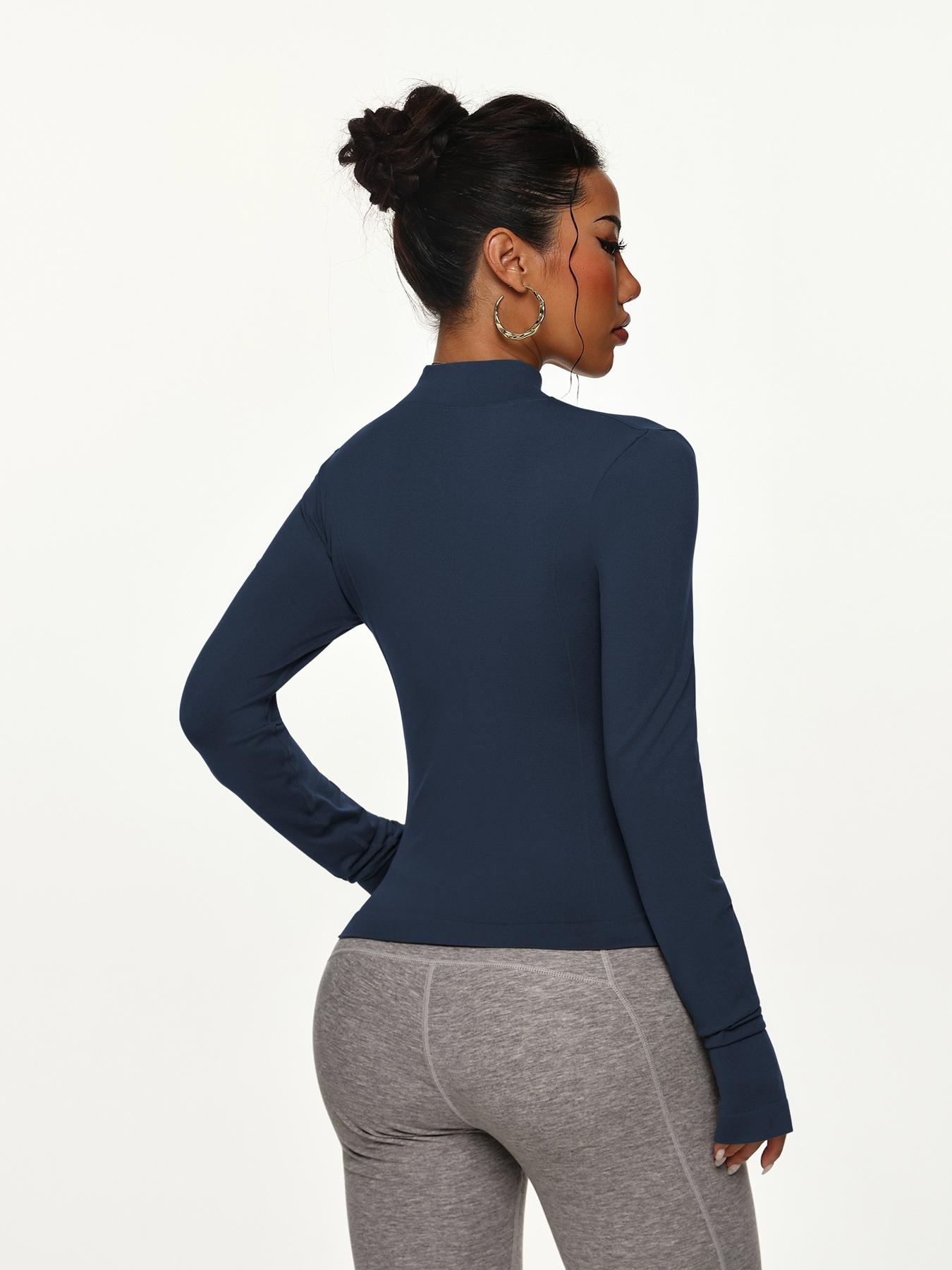 Women's Long Sleeve with Zipper, Quick-Dry Fitness Coat, Elastic Fit Design, Ideal for Gym & Running, Casual Wear, Yoga Jacket Top