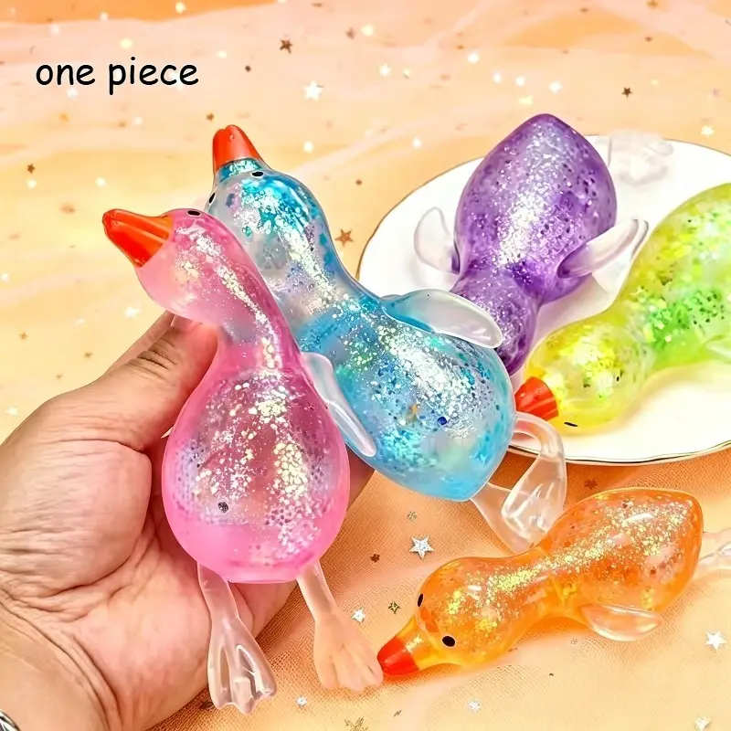 Tabas Squishy Aurora Duck Maltose Squeeze Toy Soft Cute Colorful Duck Stress Relief Decompression Stretch Toy for Adults Gift