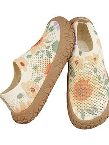Breathable Slip-On Shoes, Soft Sole Comfort, Durable Anti-Slip, Casual Neutral Style, All-Over Print, Textile Upper, Rubber Sole, Slip On Footwear
