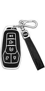 for Ford Key Fob Cover with Keychain, Soft TPU Key Fob Cover Case Shell Compatible with Ford Mustang Fusion F150 Explorer Edge Lincoln MKC MKX MKZ Smart Remote Holder (Pink, 5 Button)
