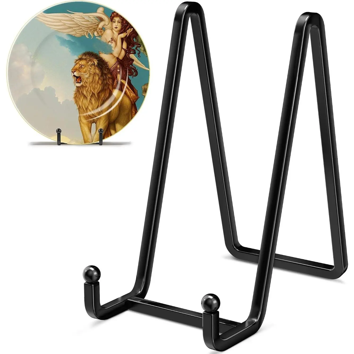6 Inch Metal Square Picture Frame Easel Stands for Plates, Photos, Decor (Black, 2 Pack)